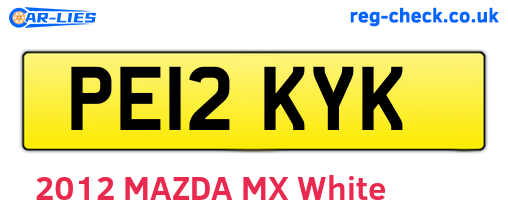 PE12KYK are the vehicle registration plates.