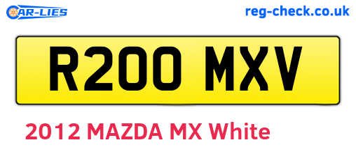 R200MXV are the vehicle registration plates.