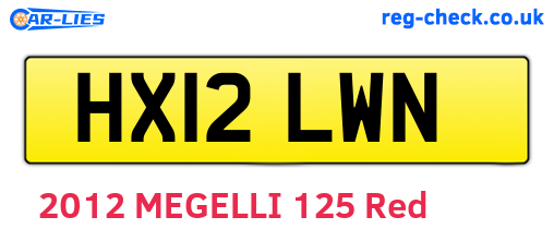 HX12LWN are the vehicle registration plates.