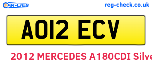 AO12ECV are the vehicle registration plates.