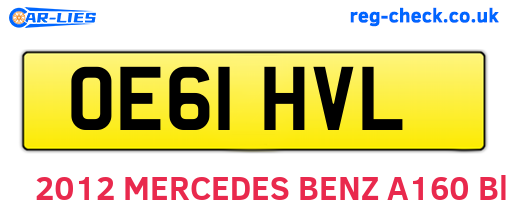 OE61HVL are the vehicle registration plates.