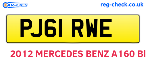 PJ61RWE are the vehicle registration plates.