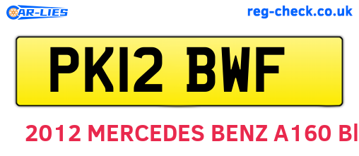 PK12BWF are the vehicle registration plates.