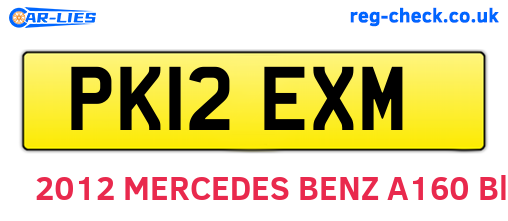 PK12EXM are the vehicle registration plates.