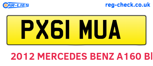 PX61MUA are the vehicle registration plates.