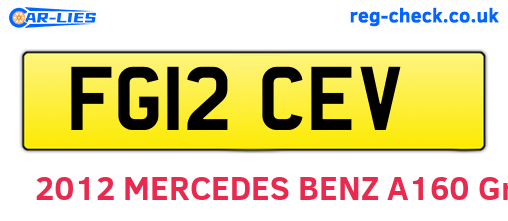 FG12CEV are the vehicle registration plates.