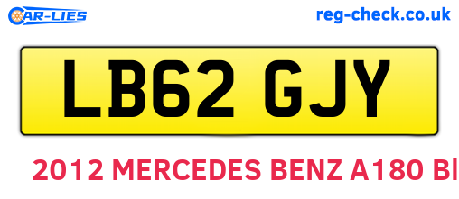 LB62GJY are the vehicle registration plates.