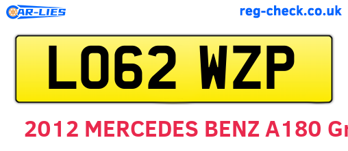 LO62WZP are the vehicle registration plates.