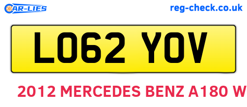 LO62YOV are the vehicle registration plates.