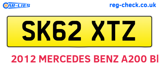 SK62XTZ are the vehicle registration plates.