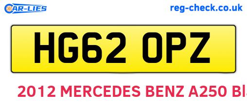 HG62OPZ are the vehicle registration plates.