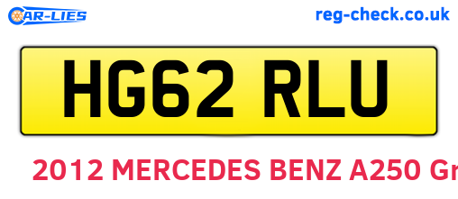 HG62RLU are the vehicle registration plates.