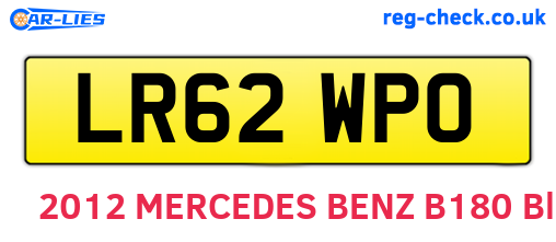 LR62WPO are the vehicle registration plates.