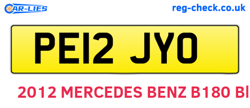 PE12JYO are the vehicle registration plates.