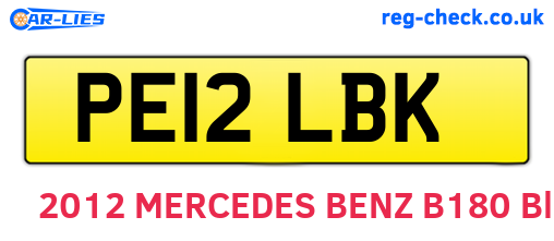 PE12LBK are the vehicle registration plates.