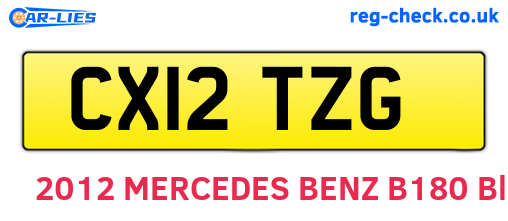 CX12TZG are the vehicle registration plates.