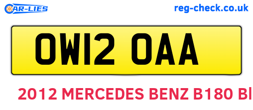 OW12OAA are the vehicle registration plates.