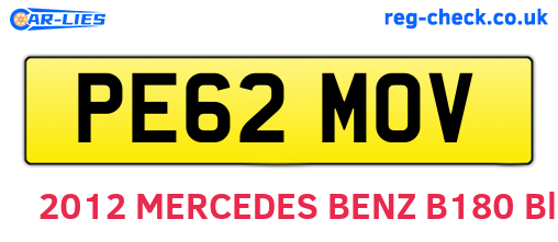 PE62MOV are the vehicle registration plates.