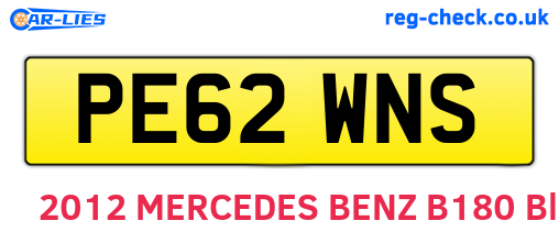 PE62WNS are the vehicle registration plates.