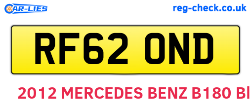 RF62OND are the vehicle registration plates.