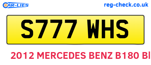 S777WHS are the vehicle registration plates.