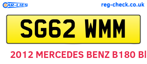 SG62WMM are the vehicle registration plates.
