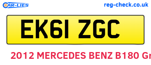 EK61ZGC are the vehicle registration plates.