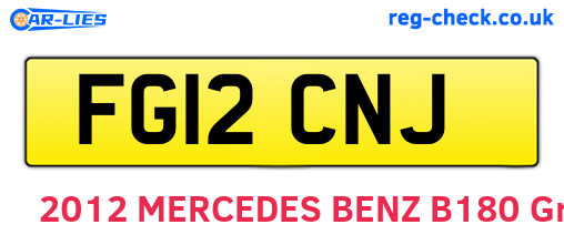 FG12CNJ are the vehicle registration plates.
