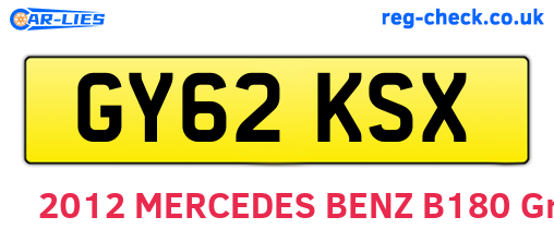 GY62KSX are the vehicle registration plates.