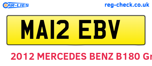 MA12EBV are the vehicle registration plates.