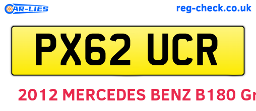 PX62UCR are the vehicle registration plates.