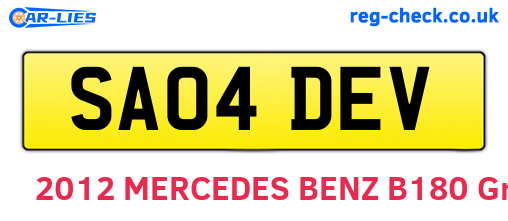 SA04DEV are the vehicle registration plates.