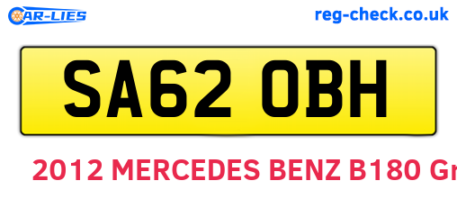 SA62OBH are the vehicle registration plates.