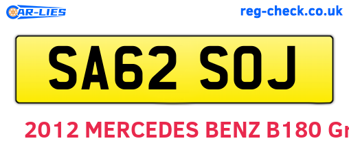 SA62SOJ are the vehicle registration plates.
