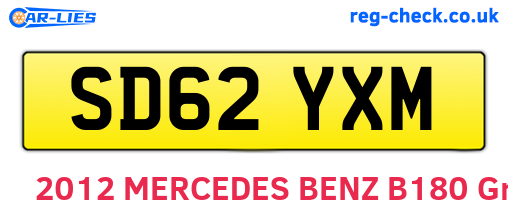 SD62YXM are the vehicle registration plates.
