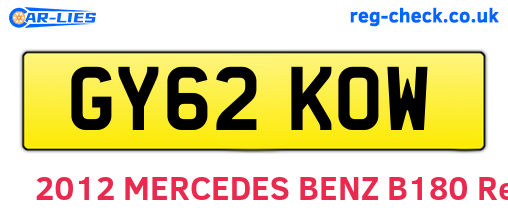 GY62KOW are the vehicle registration plates.