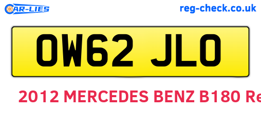 OW62JLO are the vehicle registration plates.
