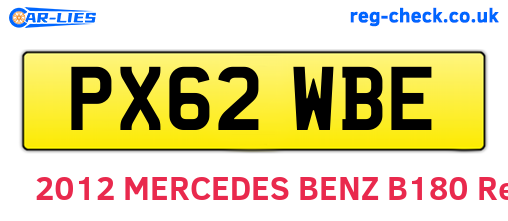PX62WBE are the vehicle registration plates.
