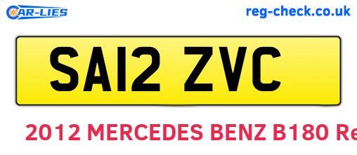 SA12ZVC are the vehicle registration plates.