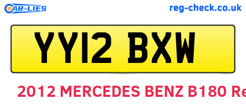 YY12BXW are the vehicle registration plates.