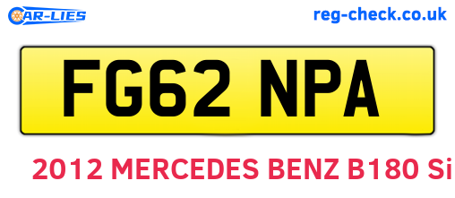 FG62NPA are the vehicle registration plates.