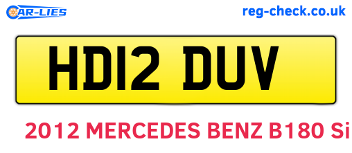 HD12DUV are the vehicle registration plates.