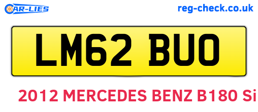 LM62BUO are the vehicle registration plates.
