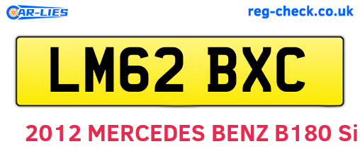 LM62BXC are the vehicle registration plates.