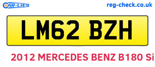 LM62BZH are the vehicle registration plates.