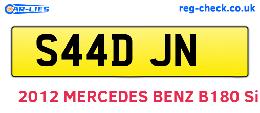 S44DJN are the vehicle registration plates.