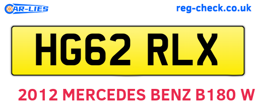 HG62RLX are the vehicle registration plates.