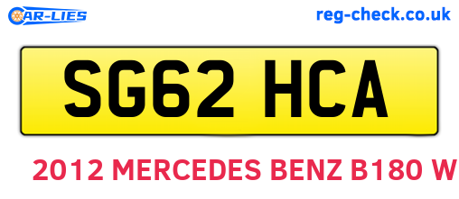 SG62HCA are the vehicle registration plates.