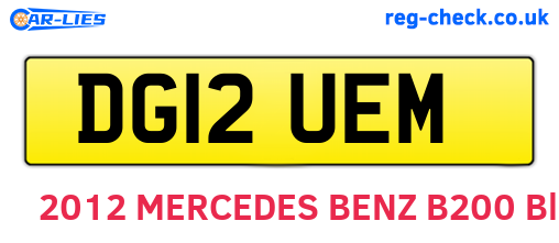 DG12UEM are the vehicle registration plates.