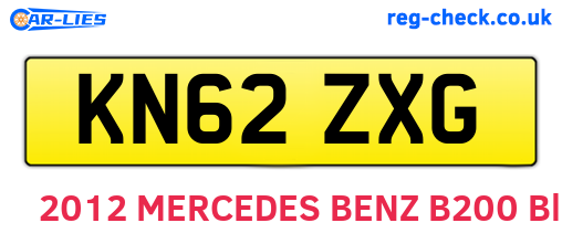 KN62ZXG are the vehicle registration plates.